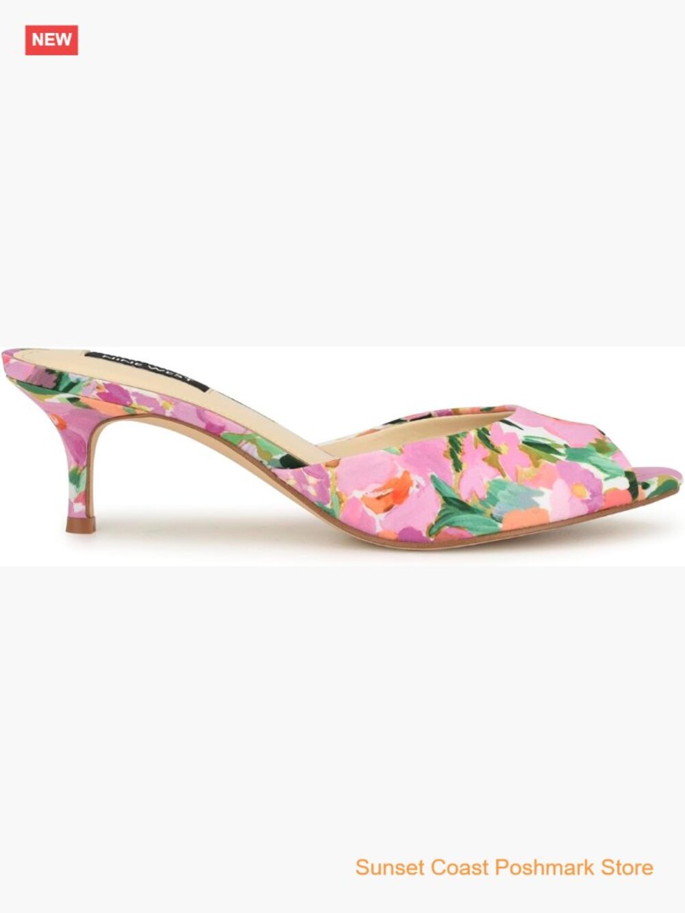 Nine West Luvlie Kitten Heel Sandal Open Toe Slingback